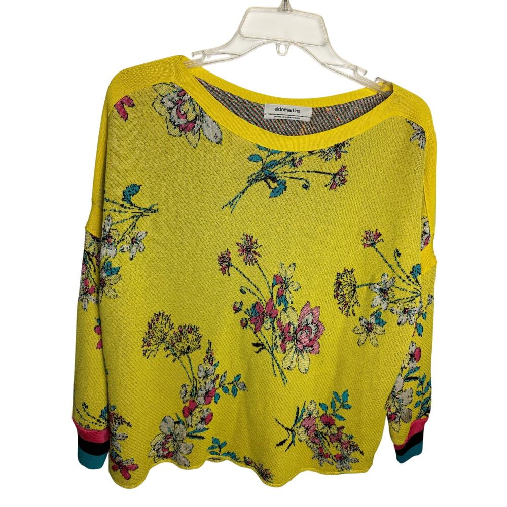 Anthropologie Aldo Martins Yellow Floral Sweater Women’s Small Made in Spain
